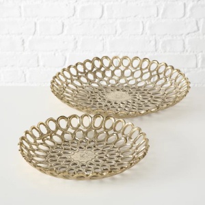 Set de 2 boluri decorative Barnard, aluminiu, auriu, 31/39 cm - Img 2