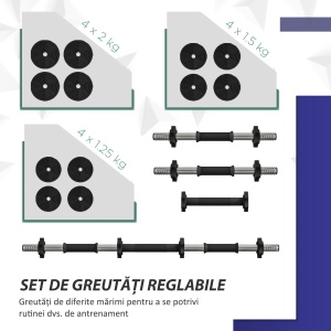 Set de 2 greutati 2in1, reglabile, otel/plastic, negru/verde, 105 x 20 x 20 cm, Resigilat, Grad A - Img 5