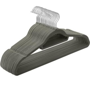 Set de 20 umerase pentru haine Songmics, anti-alunecare, plastic/metal/catifea, gri, 43,5 x 0,6 x 22,5 cm, Resigilat, Grad A