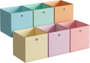 Set de 6 cutii pentru depozitare Songmics, polipropilena, multicolor, 30 x 30 x 30 cm, Resigilat, Grad A