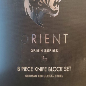 Set de cutite pentru bucatarie, 8 piese, cu suport granit, premium, Otel Inoxidabil german X50 Ultra+, Negru, Resigilat, Grad A - Img 6