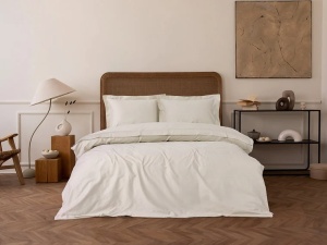 Set husa pilota + 2 fete de perna, satin bumbac 100%, 200x200 cm + 2x80x80 cm, inchidere nasturi, bej - Verificat A · Re-Bloom