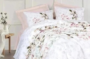Set husa pilota + fata de perna, bumbac ranforce 100%, 155x220 cm + 80x80 cm, 145 fire, imprimeu pigmentat, inchidere nasturi/plic, multicolor - Verificat A · Re-Bloom