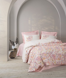 Set husa pilota + fata de perna, bumbac ranforce 100%, 155x220 cm + 80x80 cm, multicolor - Verificat A · Re-Bloom