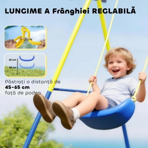 Set leagan gradina 4in1 copii, 2 leagane, cos baschet, poarta fotbal, 288x160x220cm, Multicolor - Verificat A · Re-Bloom - Img 5