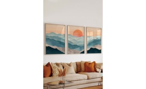 Set tablou decorativ Re-Bloom, 3 piese, lemn masiv/MDF, multicolor, 33 x 48 cm - Img 3