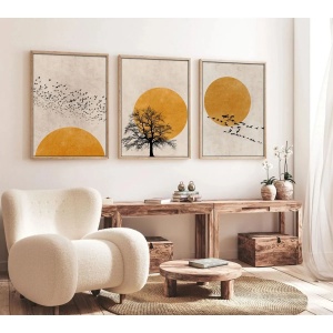 Set tablou decorativ Re-Bloom, 3 piese, lemn masiv/MDF, multicolor, 35 x 50 cm