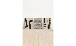 Set tablou decorativ Re-Bloom, 3 piese, MDF/lemn masiv, bej/negru, 50 x 70 cm