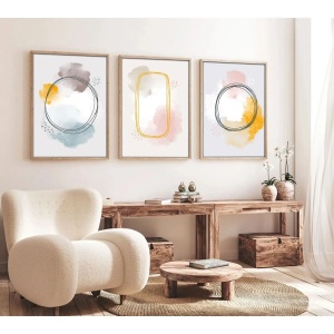 Set tablou decorativ Re-Bloom, 3 piese, MDF/lemn masiv, multicolor, 50 x 70 cm - Img 2