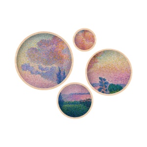 Set tablou decorativ Re-Bloom, 4 piese, lemn masiv, multicolor