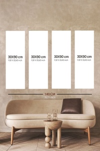 Set tablou decorativ Re-Bloom, 4 piese, panza/lemn, multicolor, 30 x 90 cm - Img 2