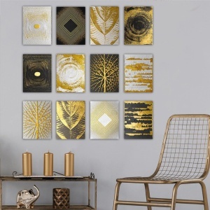 Set tablouri decorative Re-Bloom, 12 piese, lemn, multicolor, 70 x 70 cm