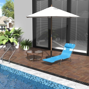 Sezlong pliabil cu spatar reglabil si perna, otel/plasa, 182x56x28 cm pliat 67x57x8 cm, 6 pozitii 90-180°, capacitate 120kg, albastru/argintiu - Verificat A · Re-Bloom - Img 2