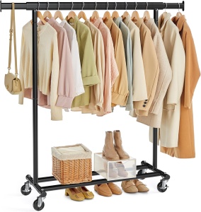 Stand pentru depozitarea hainelor Songmics, otel, negru, 132 x 161,5 cm, Resigilat, Grad A