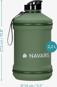 Sticla de apa din otel inoxidabil Navaris, 2 l, verde, Resigilat, Grad A - Img 2