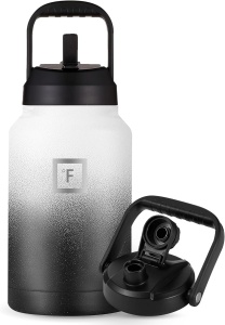 Sticla din otel inoxidabil IRON °FLASK, 2 capace, rece 24 ore / cald 12 ore, izolata, alb/negru, 3,8 L