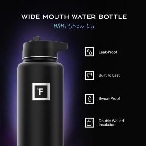 Sticla din otel inoxidabil IRON °FLASK, 3 capace, rece 24 ore / cald 12 ore, izolata, albastru inchis, fara BPA, 1200 ml - Img 5