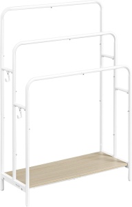 Suport pentru prosoape Vasagle, metal/PAL, alb/natur, 70 x 30 x 100 cm, Resigilat, Grad A - Img 1