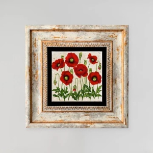 Tablou decorativ inramat model floral, 20x20 cm, piatra 1cm, imprimare UV, rama lemn 2 cm, multicolor - Verificat A · Re-Bloom