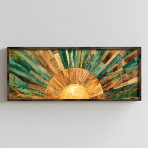 Tablou decorativ, MDF/lemn masiv, 100x40x3.5 cm, format panoramic, design modern, multicolor - Verificat A · Re-Bloom