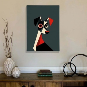 Tablou decorativ model caine canvas, 70x100 cm, panza/lemn, multicolor - Verificat A · Re-Bloom - Img 4