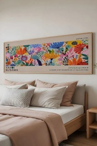 Tablou decorativ model floral MDF/lemn masiv 50x120 cm, MDF 2.7mm, cadru lemn 2cm, imprimare digitala, format panoramic, multicolor - Verificat A · Re-Bloom - Img 2