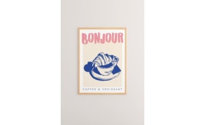 Tablou decorativ Re-Bloom, lemn masiv/hartie, albastru/alb/roz, 33 x 48 cm