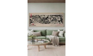 Tablou decorativ Re-Bloom, lemn masiv/MDF, natur/negru, 50 x 120 cm - Img 4