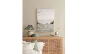 Tablou decorativ Re-Bloom, lemn/panza, alb/gri, 40 x 60 cm - Img 3