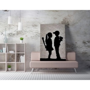 Tablou decorativ Re-Bloom, lemn/panza, gri/negru, 50 x 70 cm - Img 4