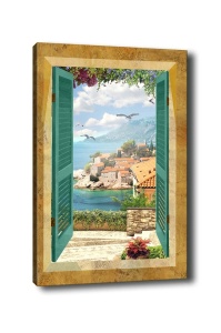 Tablou decorativ Re-Bloom, lemn/panza, multicolor, 50 x 70 cm