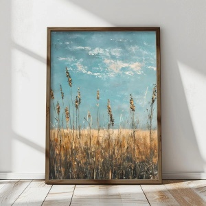 Tablou decorativ Re-Bloom, MDF/lemn, natur/albastru, 50 x 70 x 3,5 cm