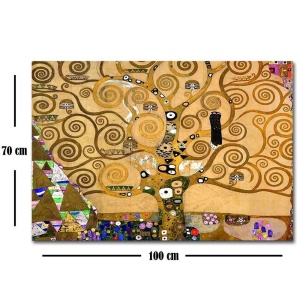 Tablou decorativ Re-Bloom, model Arborele vietii, panza/lemn, multicolor, 100 x 70 x 3 cm - Img 2