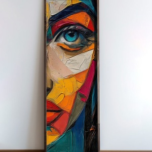 Tablou decorativ Re-Bloom, model fata, MDF/lemn masiv, multicolor, 40 x 120 x 3,5 cm - Img 5