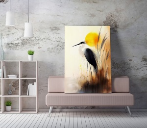 Tablou decorativ Re-Bloom, model pasare, panza/lemn, multicolor, 50 x 70 cm, Resigilat, Grad B - Img 3