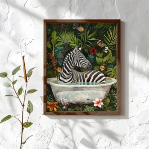 Tablou decorativ Re-Bloom, model zebra, lemn masiv/MDF, multicolor, 35 x 47 x 3,5 cm - Img 2