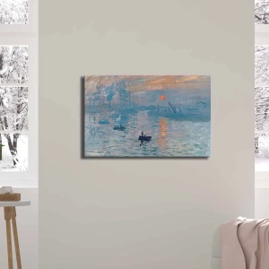 Tablou decorativ Re-Bloom, panza/lemn, albastru/negru/portocaliu, 45 x 70 cm - Img 4