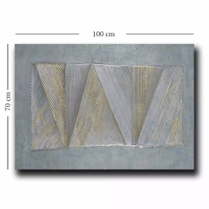 Tablou decorativ Re-Bloom, panza/lemn, gri/auriu, 70 x 100 cm - Img 4