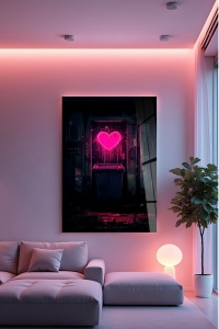 Tablou decorativ Re-Bloom, sticla securizata, negru/roz, 70 x 100 cm - Img 2