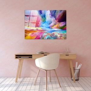 Tablou decorativ Re-Bloom, sticla temperata, multicolor, 70 x 100 cm - Img 2