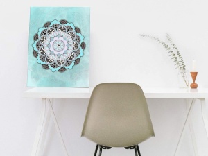 Tablou imprimat MANDALA, panza/lemn, albastru, 60 x 80 cm - Img 2