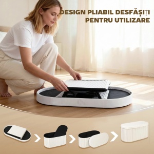 Taburet cu spatiu de depozitare Re-Bloom, pliabil, catifea/MDF/spuma, 76 x 38 x 35 cm, Resigilat, Grad A - Img 6