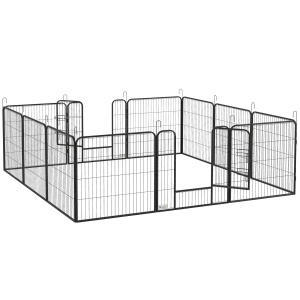 Tarc caini pliabil 12 panouri modulabile, otel, cu usa, 12 tarusi, Gri inchis - Verificat A · Re-Bloom