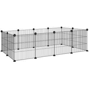 Tarc modular pentru animale de talie mica, otel/ABS, negru, 140 x 70 x 35 cm, Resigilat, Grad A