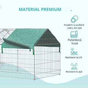Tarc pentru animale cu invelitoare si usi Re-Bloom, otel/polietilena, 220x103x103 cm, invelitoare 135.5x75 cm, distanta bare 3.3 cm, argintiu/verde - Verificat A · Re-Bloom - Img 5