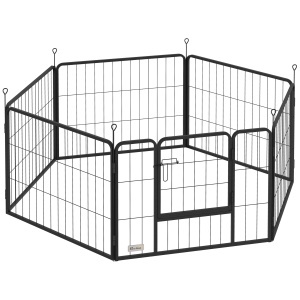 Tarc pentru caini, 6 panouri, otel, gri, 160 x 80 x 60 cm, Resigilat, Grad A