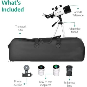 Telescop astronomic Slokey 40070, cu marire de 16x-120x pentru copii si adulti, include 2 oculare, lentile Barlow 3x, trepied, adaptor pentru telefon, Resigilat, Grad A - Img 5