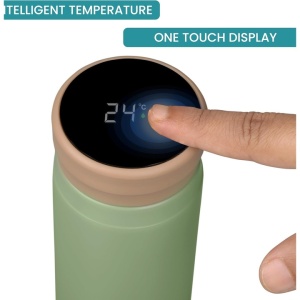 Termos cu Afisare Digitala, Belle Vous, Indicator de Temperatura Inteligent, Capac Etans, 280 ml, din Otel Inoxidabil, Verde, Resigilat, Grad A - Img 4