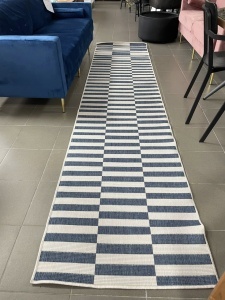 Traversa Gala Lm, textil, alb/albastru, 80 x 250 cm - Img 2