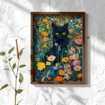 Wallity tablou decorativ model pisica 50x70 cm, MDF, rama lemn, multicolor - Verificat A · Re-Bloom - Img 2